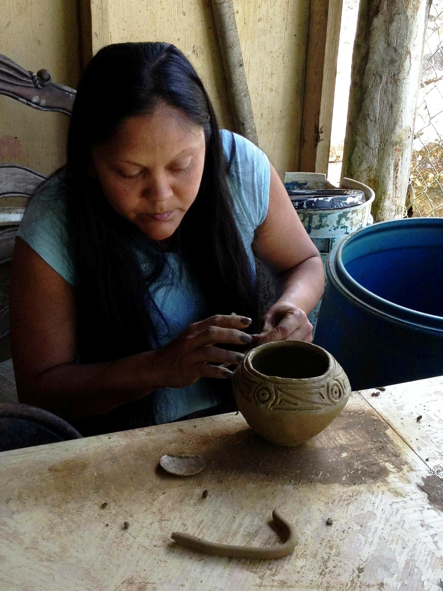 Alice Chéverez is part of a generation of Puerto Rican artisans who have revived Taíno crafts like pottery based on archaeological findings. Photo Credit: Smithsonian Institution. Alice Chéverez is part of a generation of Puerto Rican artisans who have revived Taíno crafts like pottery based on archaeological findings. Photo Credit: Smithsonian Institution.