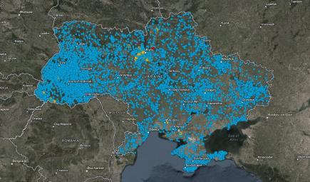 Map of identified cultural heritage sites in Ukraine currently being monitored for damage.