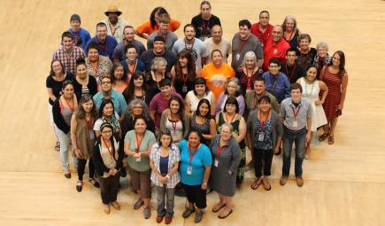 Overhead photo of members of language workshop