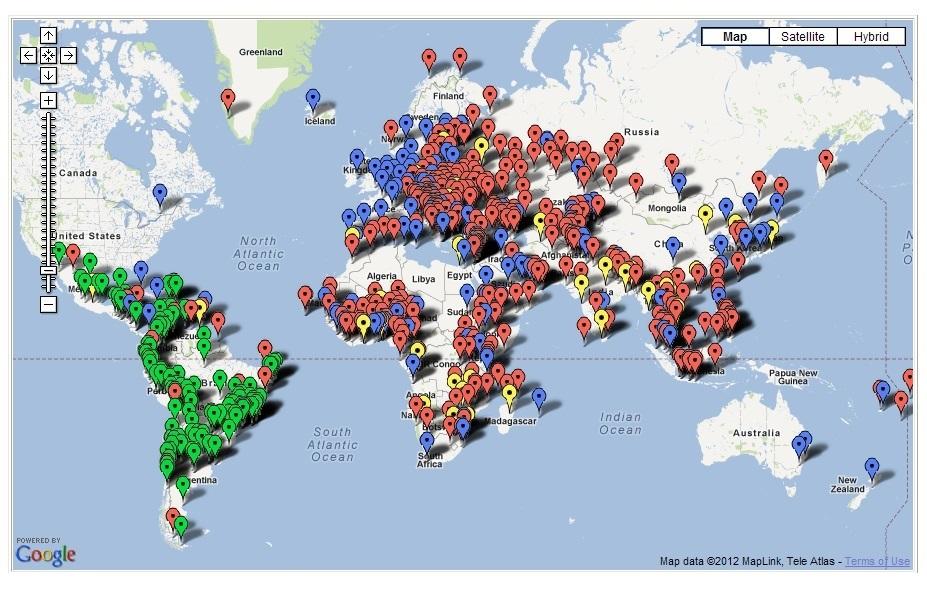 Locations of American Spaces around the world.