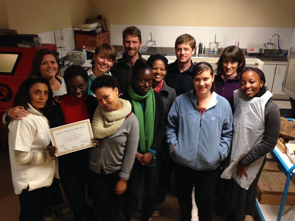 Students and Teachers from Conservation workshop on Maritime Archaeology. Students came from Senegal, Mozambique and South Africa, Cape Town. Credit: Paul Gardullo.