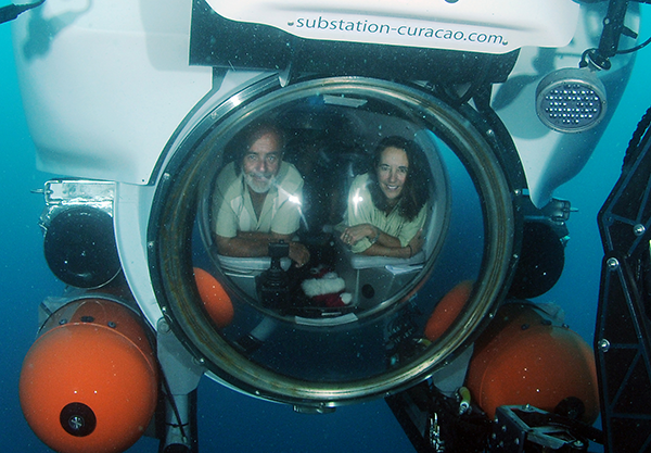 Carole Baldwin (r) in the Curasub. Photo Credit Barry Brown / Substation Curacao